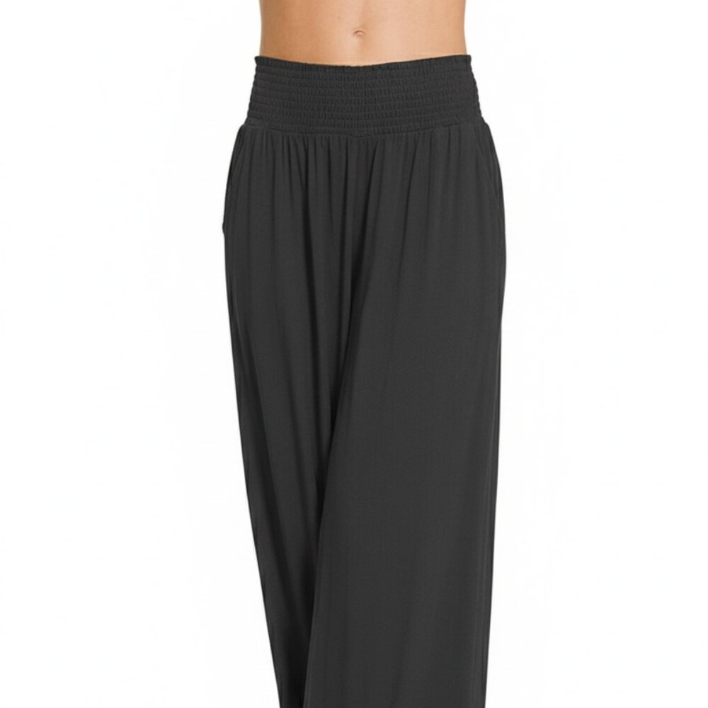 Zenana‎ Smocked Waistband Wide Leg Lounge Pants - Picture 2 of 3
